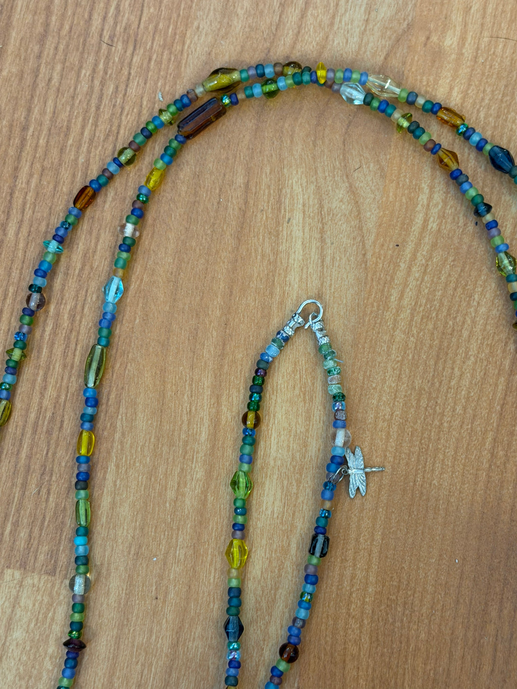 Seed bead and glass necklace