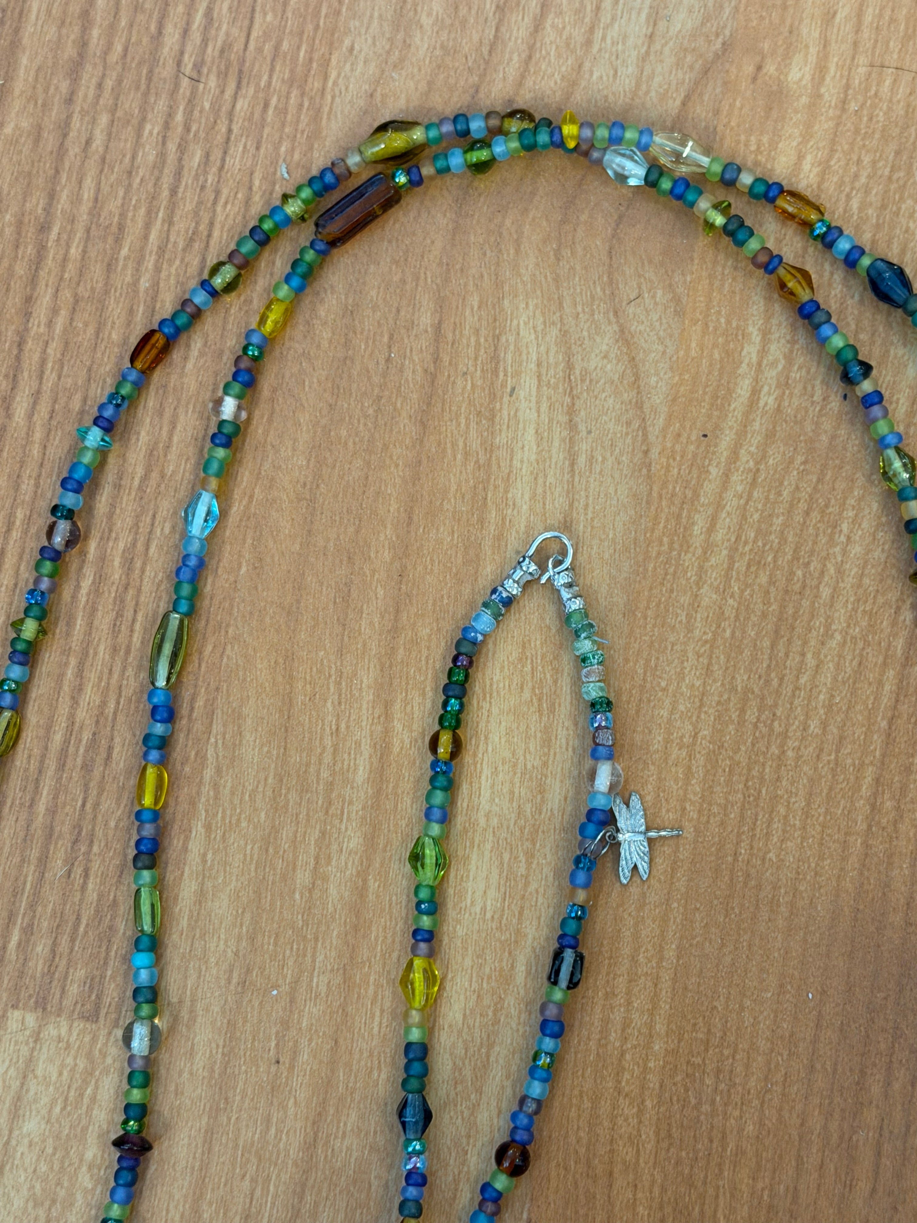 Seed bead and glass necklace