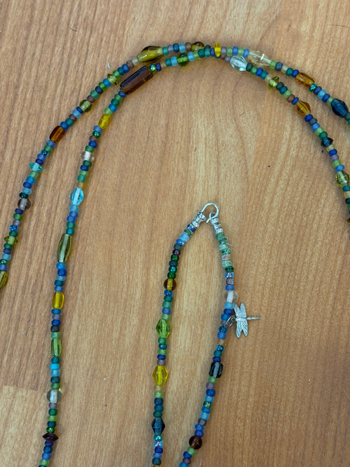 Seed bead and glass necklace
