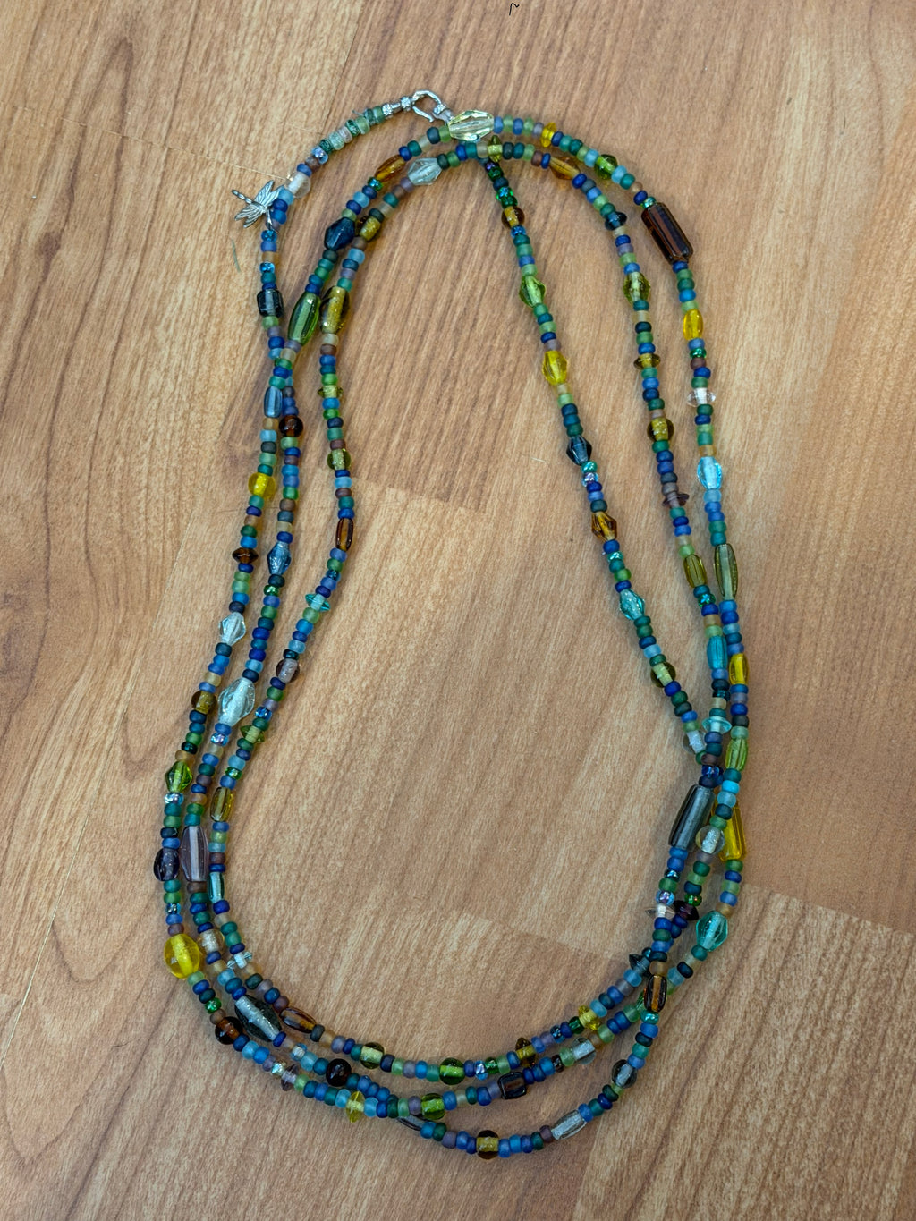 Seed bead and glass necklace