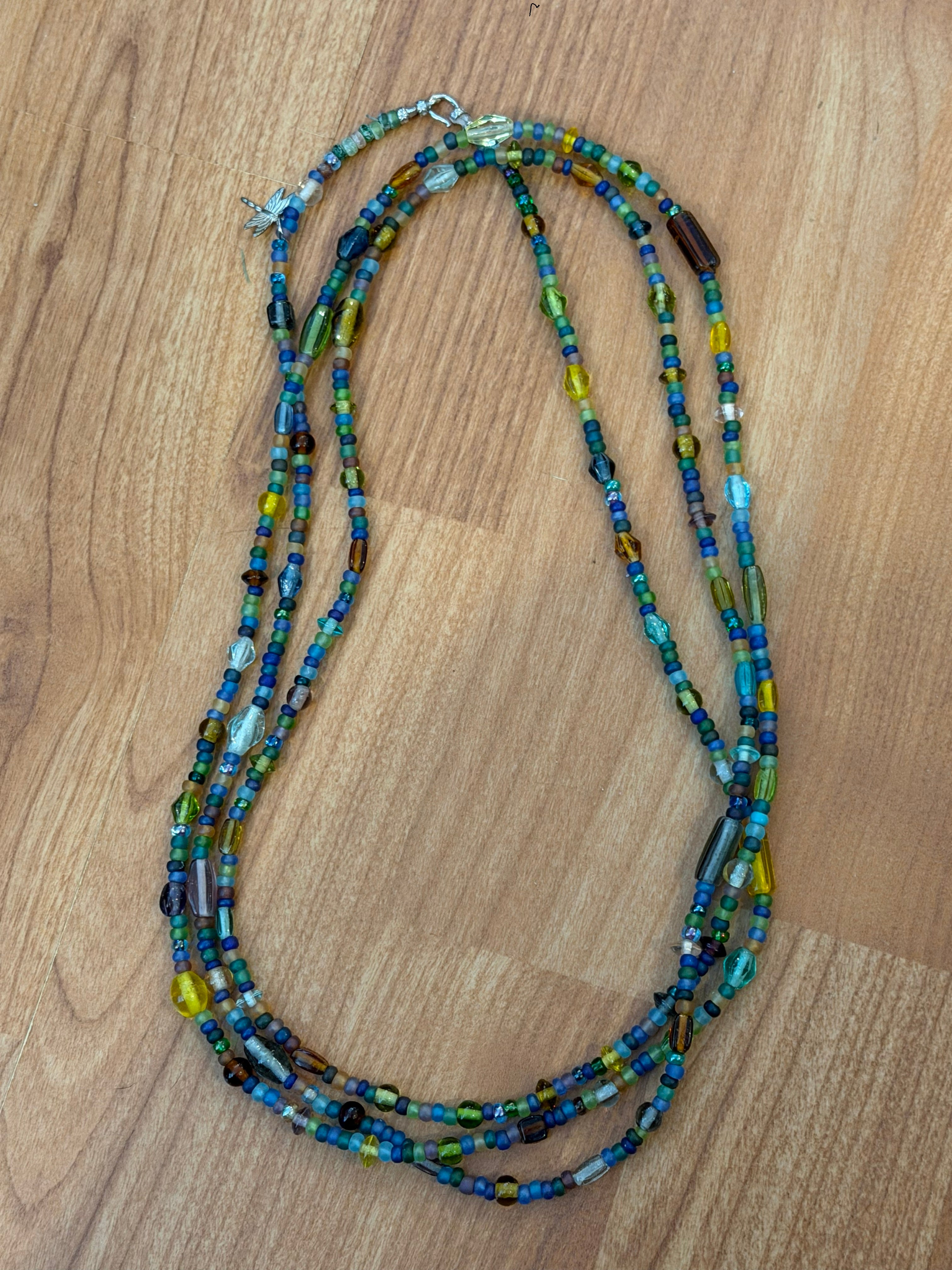 Seed bead and glass necklace