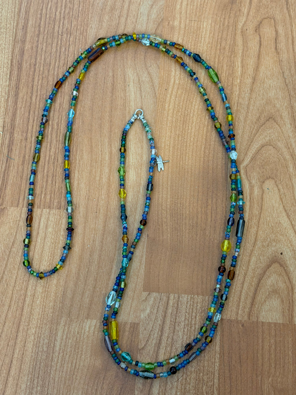 Seed bead and glass necklace