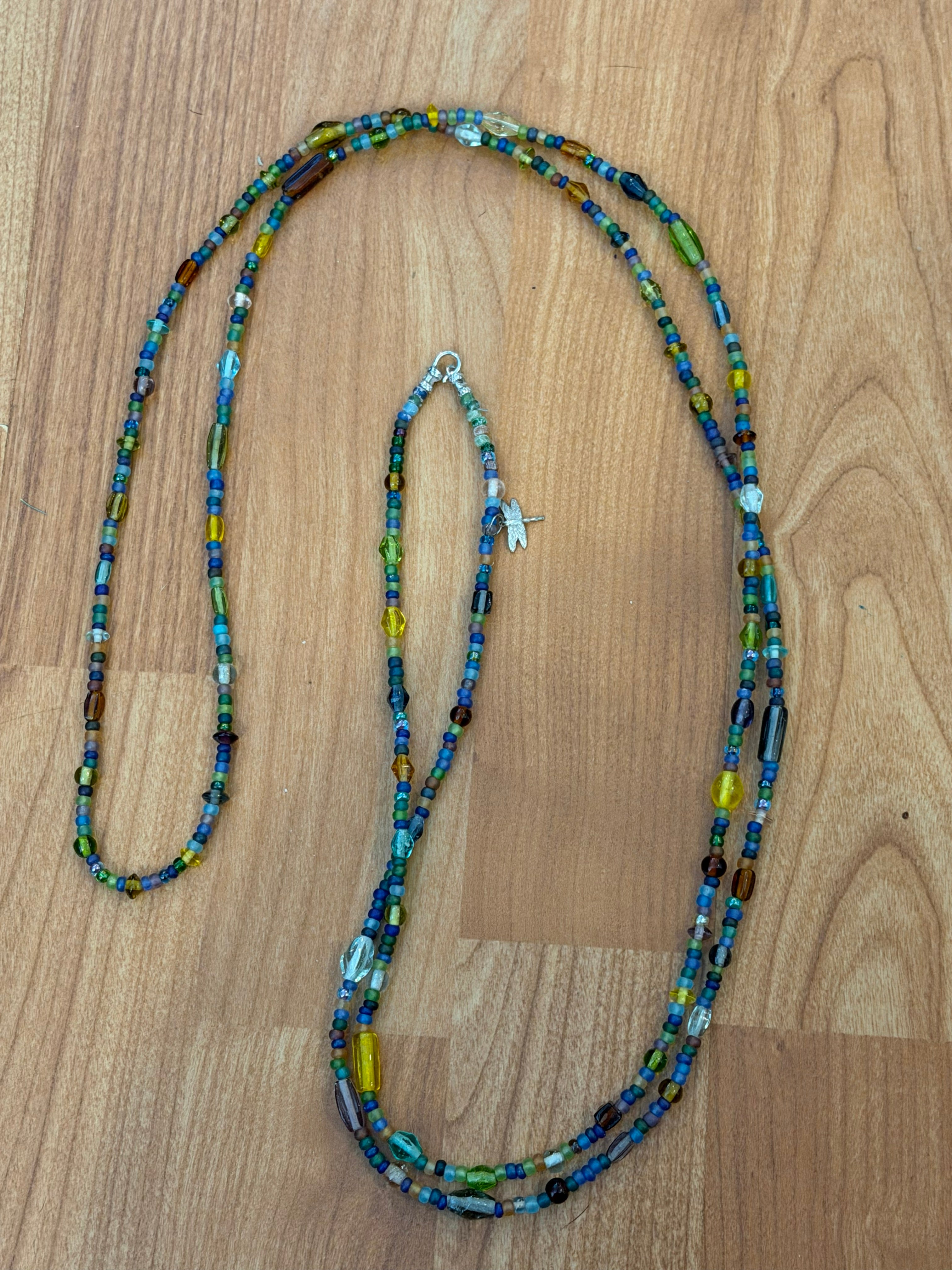 Seed bead and glass necklace