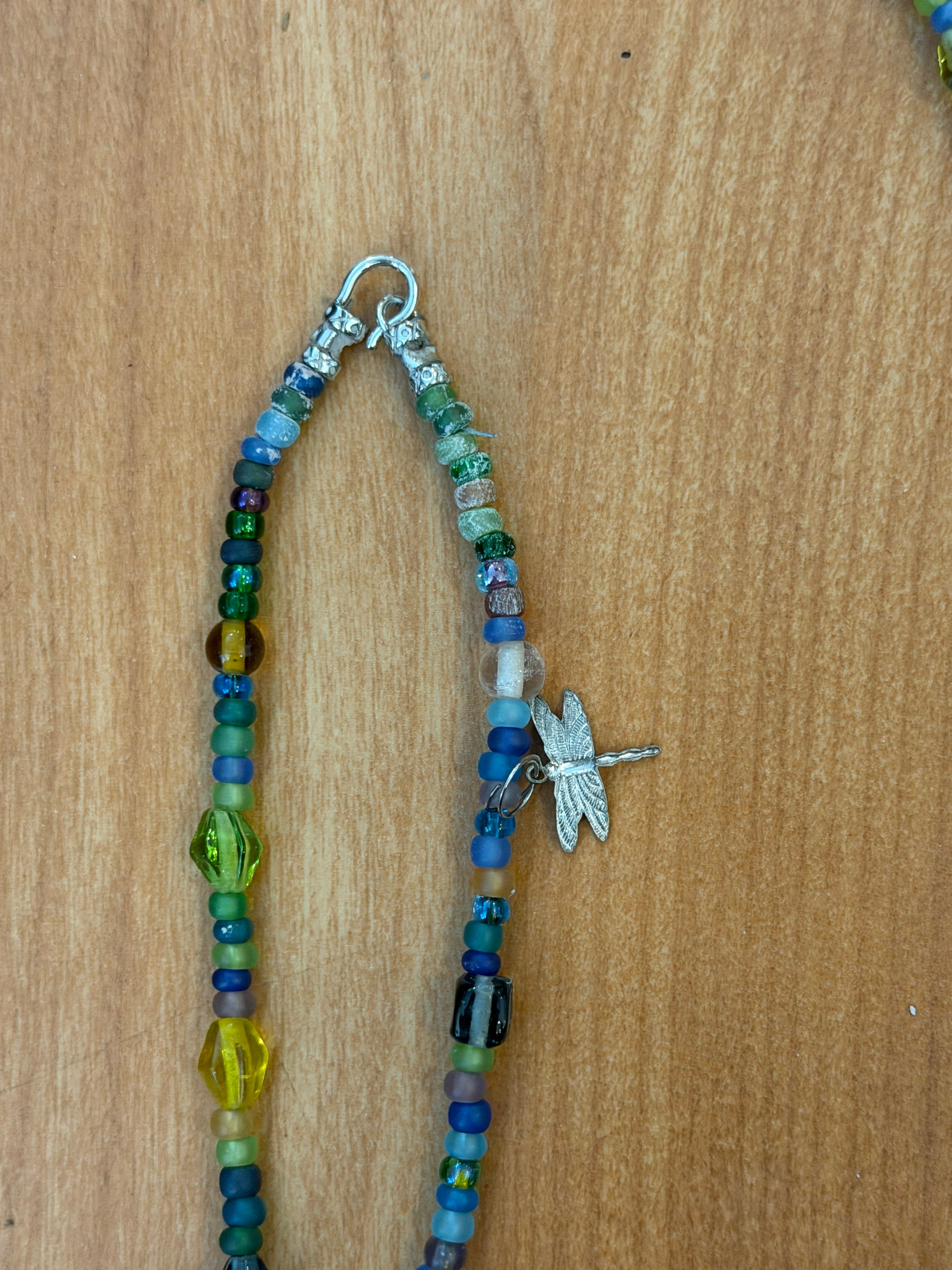 Seed bead and glass necklace